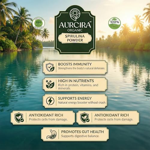 Image of Spirulina Powder | Organic Spirulina Powder (Blue Green Algae) | Nutrient-Dense Superfood Powder with Phycocyanin | For Smoothies, Juices & Shakes | Vegan (200g)