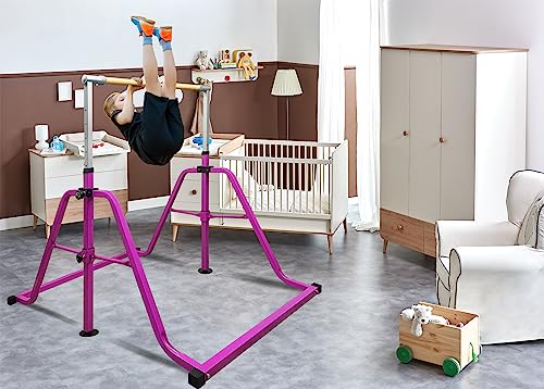 Kechery Foldable & Moveable Gymnastics Horizontal Bar With Rings,3’To 5’Adjustable Height Expandable Junior Kip Bar For Home,Indoor Gym Equipment For Kids thumb #6