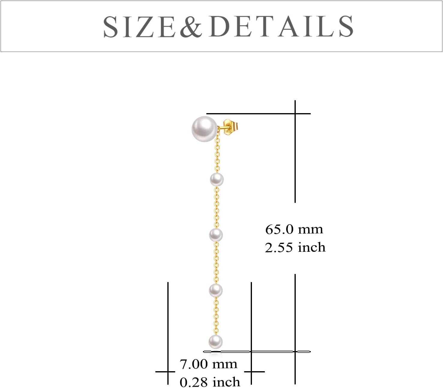 KECHO 14K Gold Freshwater Cultured Pearl Earrings Solid Gold Stud Chain Earrings Jewelry Gifts for Women - Image 4