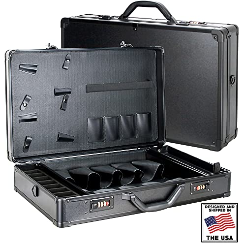 VER Beauty Estojo de barbeiro profissional, caixa de ferramentas portátil para viagem (preto fosco)