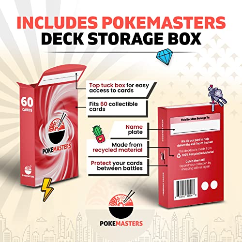 Pokemasters Ultra Rare Bundle | 60 Cards | 10X Holo Cards & 1X Ultra Rare Guaranteed, Legendary, Ex, Gx, V, Vmax, Or Vstar | Bundled W/Pokemasters Deck Box #TOP6