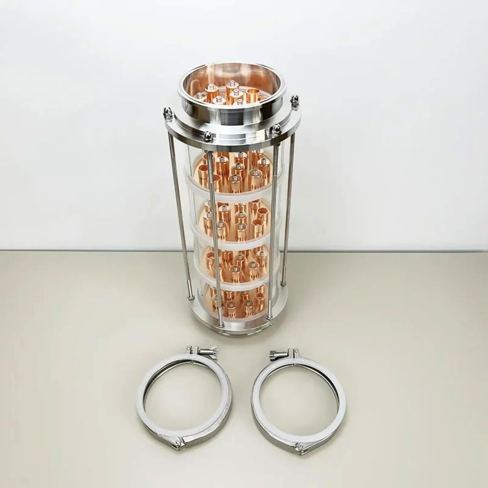 Distillation Lens Column, 6" OD167mm Distillation Lens Column with 5pcs Copper Platte Sets for Home Brewing Distillation, Tri-Clamp Sight Glass Union SS304 Silver (Size : Set 4)