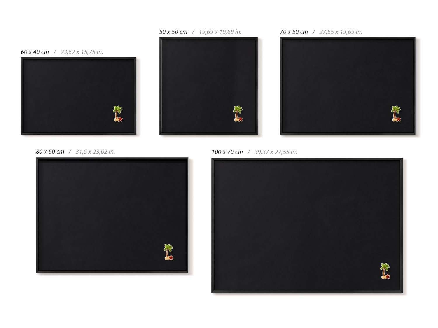 Tulup Lavagna Magnetica Decorativa 100x70 cm – Arredo Parete – – Multiuso per Note, Foto, Messaggi – Ideale per Casa, Ufficio, Studio – Organizer Parete – Foto Display –Schwarze Farbe