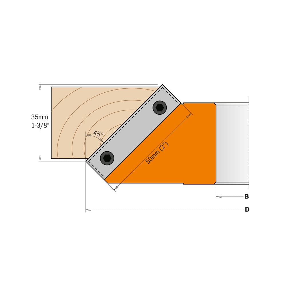 CMT ORANGE TOOLS 694.002.30 - HARTMETALL-FASEMESSERKOPF 45° Z2 D=150X35X30