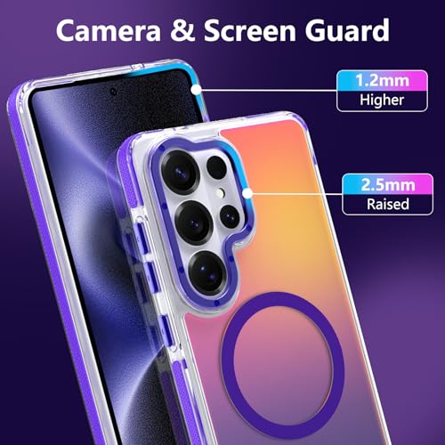 Image of Magnetic Case for Samsung Galaxy S26 Ultra [Compatible with Magsafe] [Cute Fashion Fluorescent Design] [1 Screen Protector] Slim Translucent Matte Case for Galaxy S26 Ultra 6.9 inch, Purple