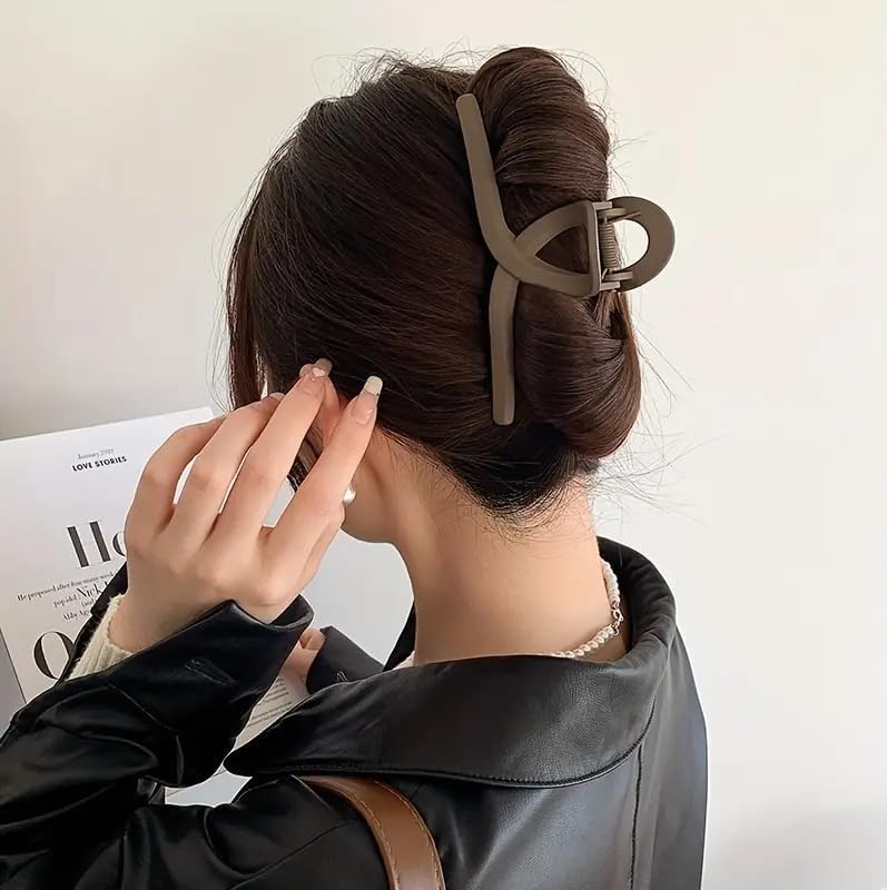 Image of Elayna 4pcs Hair Claw Clips for Women and Girls | Nonslip Strong Hold Matte Hair Clutcher | Hair Accessories | Ponytail Holders (MultiColors)
