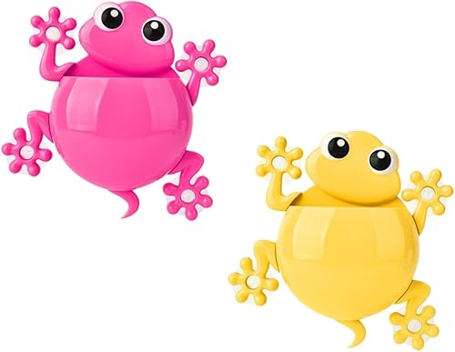 Veemoon Cepillo de dientes para niños B montado en amarillo + dibujos animados para almacenamiento de pasta de dientes, soportes para estante de