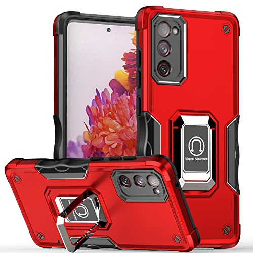 Coque Samsung S20 FE antichoc rouge avec bague rotative 360