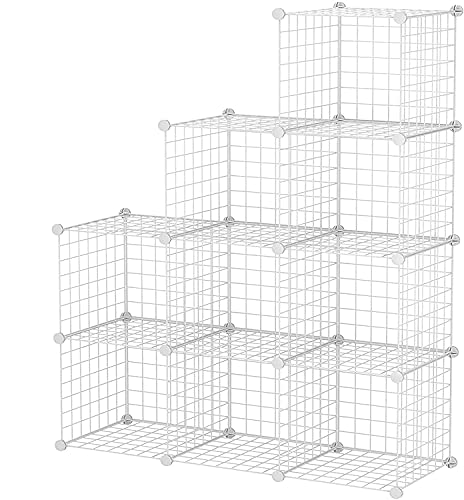 YOZO Wire Cube Storage Metal Closet Wardrobe, 9 Cubes, White