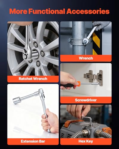 Image of VEVOR Mechanics Tool Set, 308-Piece Mechanic Tool Kit, 1 /4 in, 3 /8 in, and 1 /2 in Drive, SAE and Metric Socket Set, Wrenches, Screwdriver Bits, Accessories, and Storage Case, for Automotive Repair