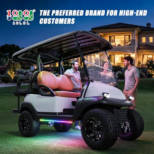 Image of 10L0L Golf Cart Underglow Light Kit with Canopy Lights, IP67 Waterproof, 24 Dream Color Modes Wireless Remote Music Sync, 12V-80V Wide Voltage Fit for Yamaha EZGO Club Car