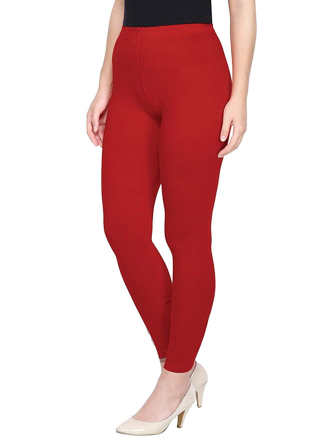 Shasmi Women's Stretch Leggings Ankle Red 1_Dark Chilly M