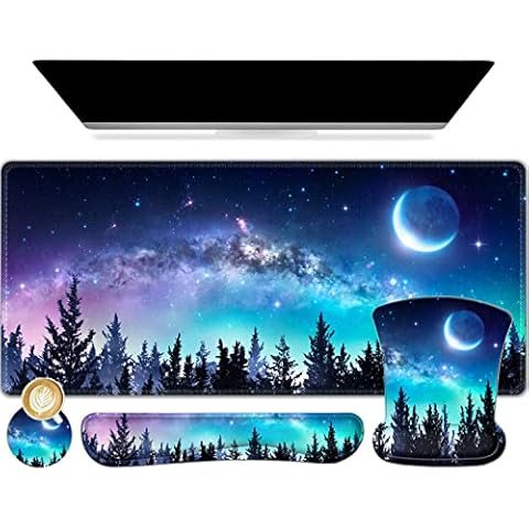 AIMSA XXL Large Gaming Mouse Pad with Keyboard Wrist Rest Support Combo Ergonomic Memory Foam Multifunctional Desk Mat Cover