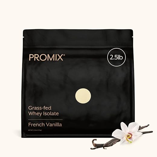 Promix Whey Protein Isolate Powder, Vanilla - 2.5lb Bulk - Grass-Fed & 100% All Natural - ­Post Workout Fitness & Nutrition Shakes, Smoothies, Baking & Cooking Recipes - Gluten-Free & Keto-Friendly