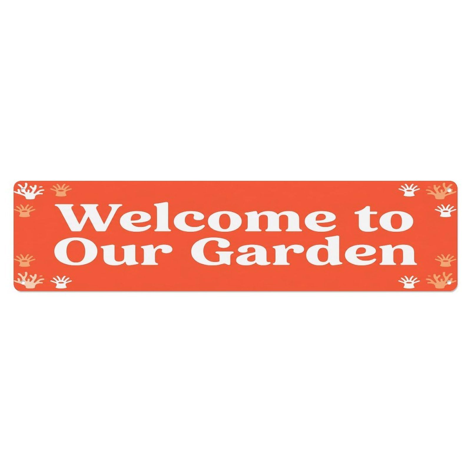 Vintage Welcome to Our Garden Coral Reef Metal Tin Sign