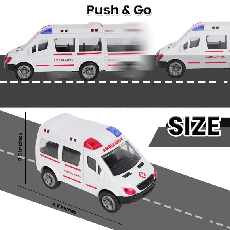 Asian Portable Plastic Pull Back Ambulance Toy for Kids 1 Piece (White) 4