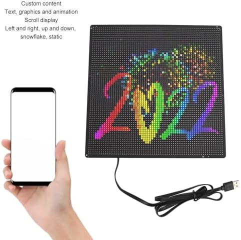 Programmable LED Screen, Full Color Digital Display with, USB Interface, for Cars, Shops, Hotels, Cafes, Halloween Christmas Decorations