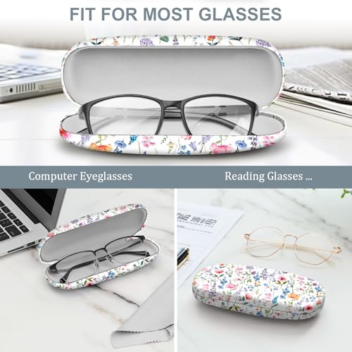 Image of FINTIE Hard Shell Eyeglasses Case, Portable Protective Glasses Cover Eyeglass Holder Box with Cleaning Cloth for Men Women
