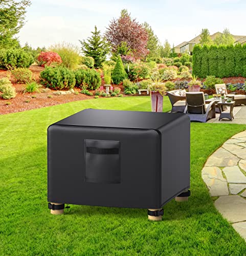 Mrrihand Square Patio Ottoman Cover, Waterproof Outdoor Ottoman Cover Rectangle, Heavy-Duty Patio Furniture Table Cover With Padded Handles & Air Vent, 28" W*22" D*17" H #TOP6