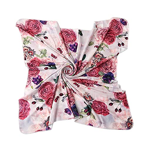Image of Galabloomer Newborn Receiving Blanket Headband Set Baby Flower Rose Swaddle with Big Bow (Nostalgia Rose)