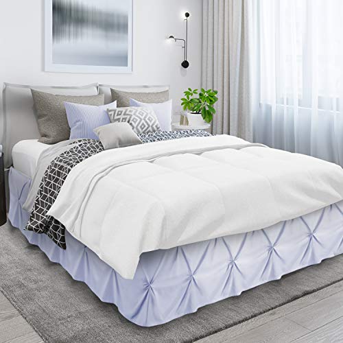 Image of Nestl Ice Blue Bed Skirt Cal King Size, Pinch Pleat Cal King Bed Skirt, 14 inch Inch Drop Cal King Bedskirt, Hotel Quality Ice Blue Bed Skirts, Premium Microfiber Cal King Size Bed Skirts