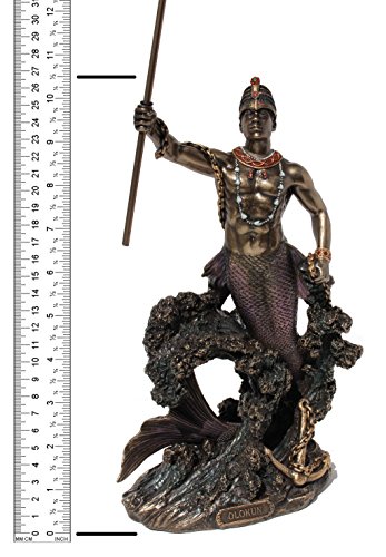 Estatua Olokun propietario del mar profundo bronce miniatura 2