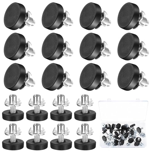 20 Set Pied de Meuble Reglable, Pieds de Nivellement Meuble Réglable Filetage M6x22mm, Pied de Nivellement, Pieds de Meubles Réglables, Patin de Chaise Armoires Tables a Visser, avec écrous en T