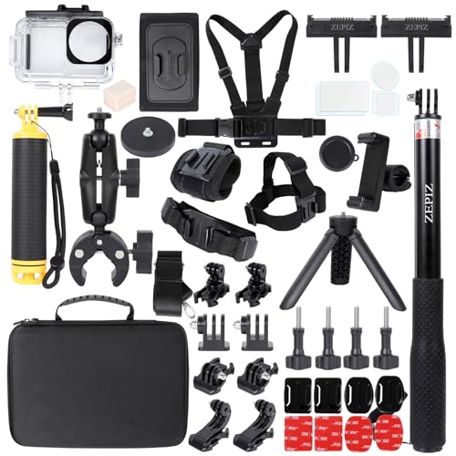 ZEPIZ Accessories Kit for DJI Osmo Action 5 Pro/4/3, Waterproof Housing Selfie Stick Tripod Handlebar Pole Mount Magnetic Holder Bundle for DJI Action 5 Pro, Action 4, Action 3
