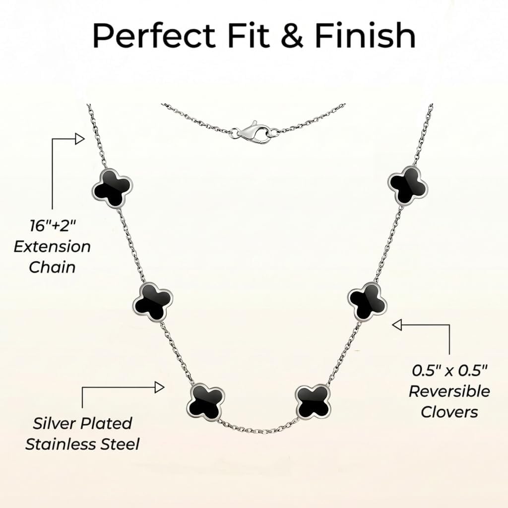 SHINYY Four Leaf Clover Choker Necklace for Women | 18K Gold Plated Lucky 4 Leaf Jewelry | Trendy Gifts for Her