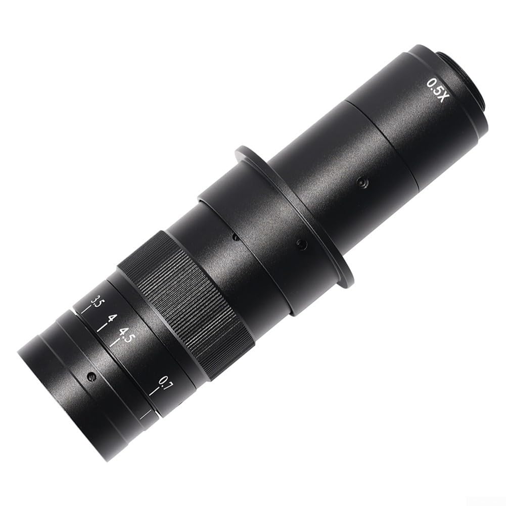 Lente de zoom de cámara de microscopio con montura C con enfoque manual y aumento óptico de 0.7X-4.5X para observación científica (180X)