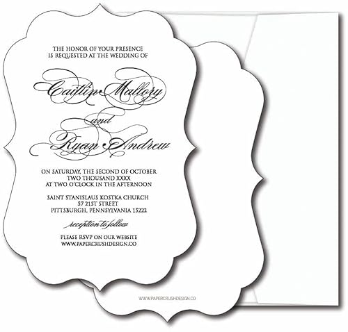 Personalized Wedding Invitations with Envelopes, Custom Modern Minimalist Elegant Classic