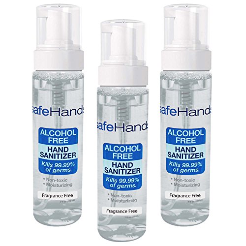 SafeHands #1 Alcohol Free Foam Hand Sanitizer Brand, Fragance Free, 7 Oz (3-Pack)