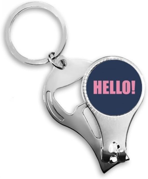Hello Quote Black Encourage Positive Nail Nipper Ring Key Chain Bottle Opener Clipper