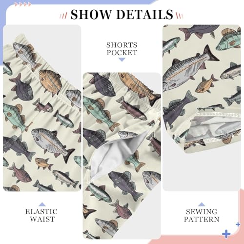 ZZXXB Sea Fish Boys Long Pants Soft Trousers Elastic Waist Kids Lounge Bottoms with Pockets S-XL4