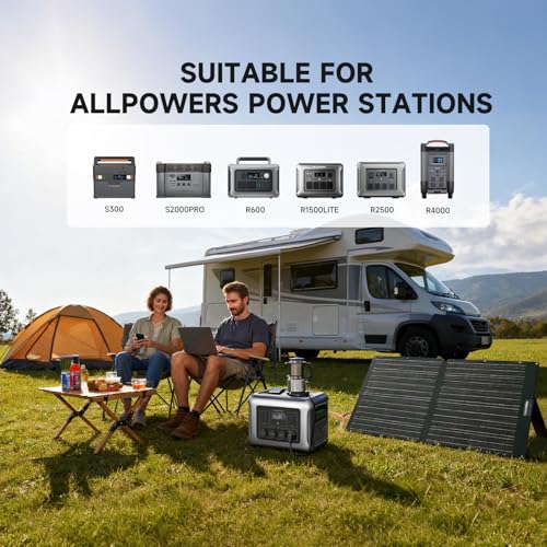Image of ALLPOWERS SOLAX SE100 100W Solar Panel Solar Charger for P300 S2000 PRO R1500 LITE R2500 P1800 Solar Generator, Foldable Solar Panel with Adjustable Kickstand for Outdoor Camping Indoor RV