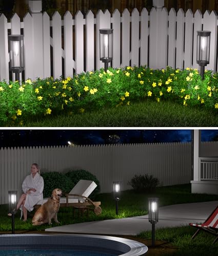 Image of NEWMESSI Solar Pathway Lights Outdoor, IP65 Waterproof Solar Garden Lights for Outside Lighting, Yard Path Lawn Walkway Driveway Landscape (Round Cool White, 8 Pack)