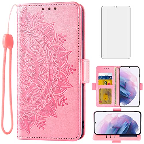 Étui portefeuille Samsung S21 Plus antichoc housse coque rose gold