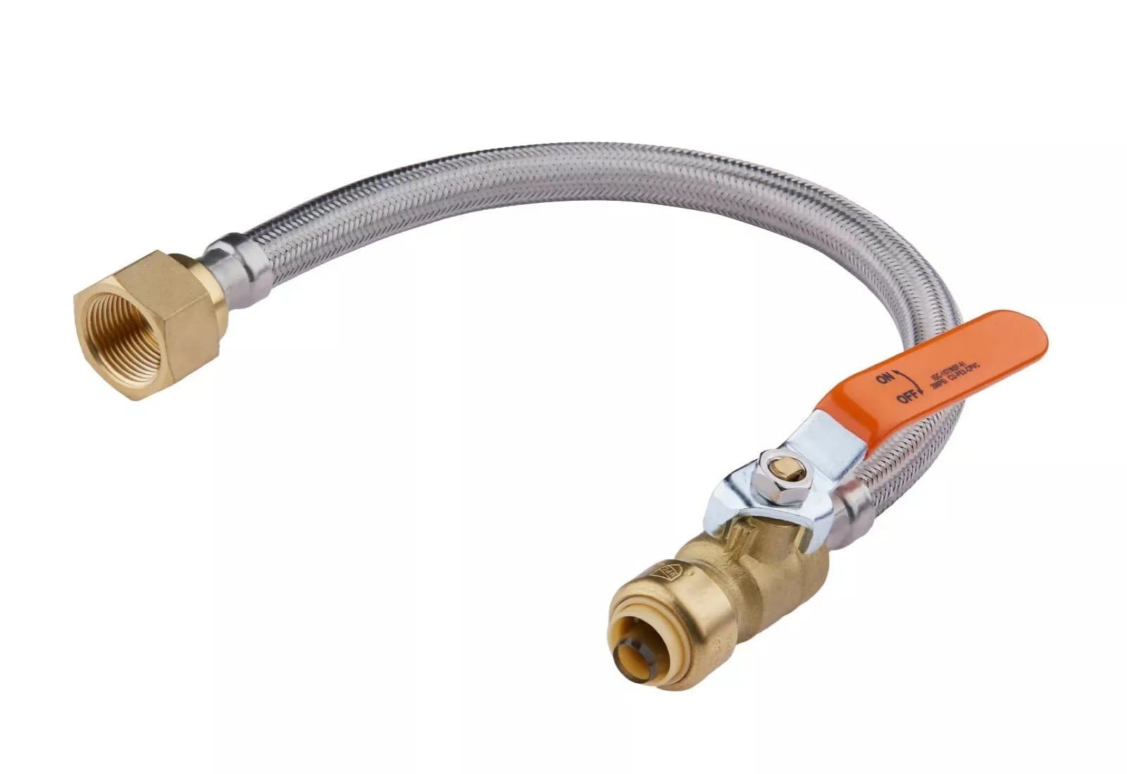 1 Pc Push-fit Valve Flexible Water Heater Hose,1/2 inch x 3/4 inch FIP 18 Inch Length