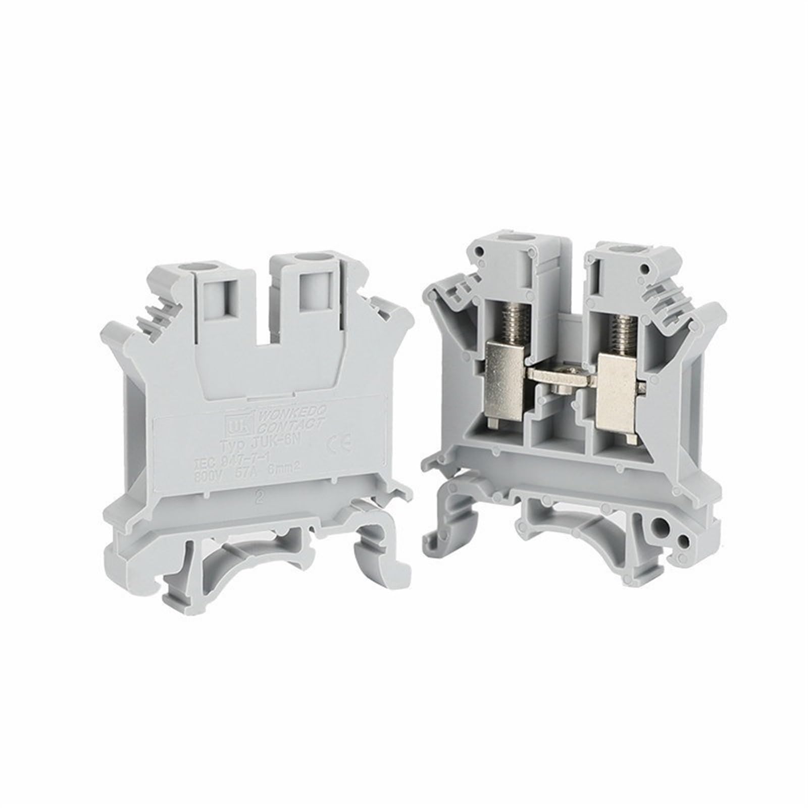 10 Uds. Conector de cable de alimentación de tornillo UK 6N UK 6 mm² enchufe Universal bloque de terminales de carril DIN eléctrico multicolor UK6N (Color : Green)