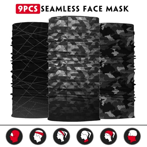 Image of Venswell Neck Gaiter Face Mask Men Women,Seamless Bandana Rave Face Cover Scarf Mask,Balaclava,Headband, Head Wrap,Headwear