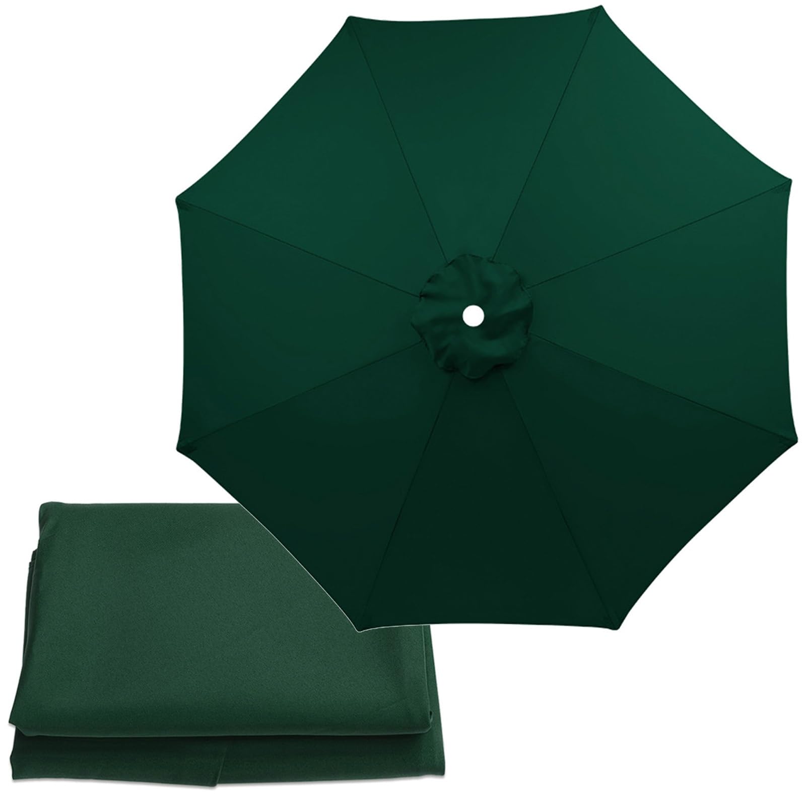 Patio Replacement Parasol Cover, Market Table Umbrella Top Replacement Cloth, Replacement Parasol Fabric Canopy For Balcony Parasols, Parasol Cloth Canopy ( Color : Dark green , Size : 2.7m/8.8ft (8Ri