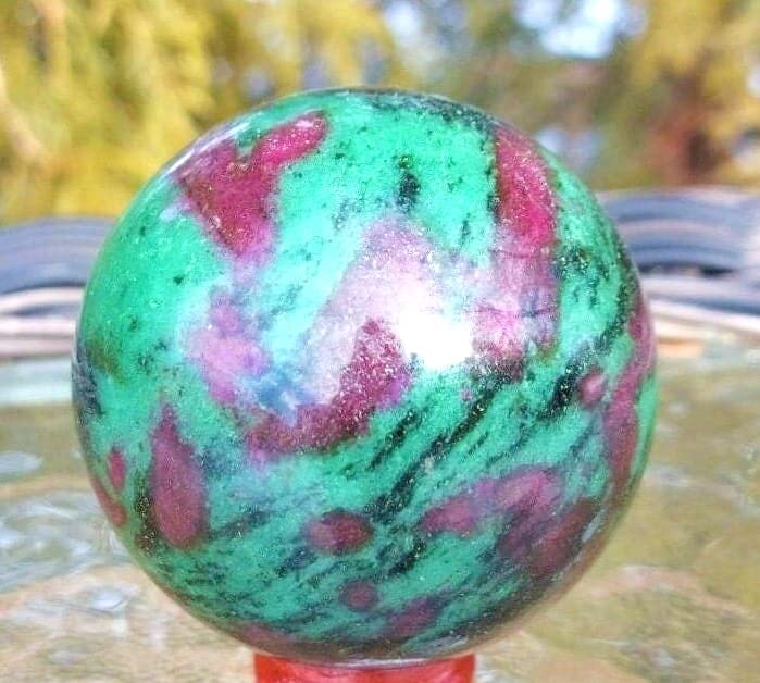 crystalmiracle Ruby In Zoisite 45 Mm Sphere Crystal Gemstone Healing Reiki Feng Shui Vaastu Gift Home Office