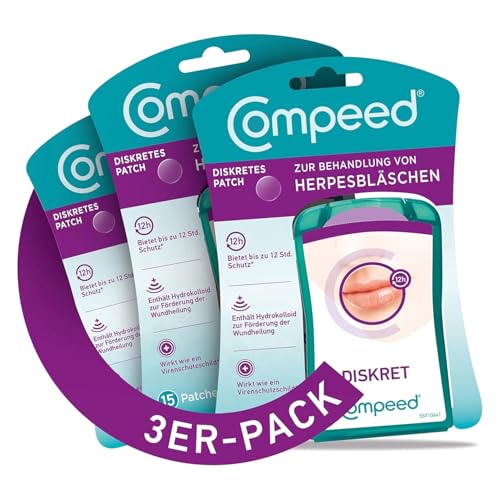 Compeed Lippenherpes Patch - Hydrokolloid-Pflaster gegen Herpesbläschen - Beschleunigte Wundheilung - Schutz gegen Viren - transparent - 1 5 cm x 1 5 cm 3 x 15 Stück