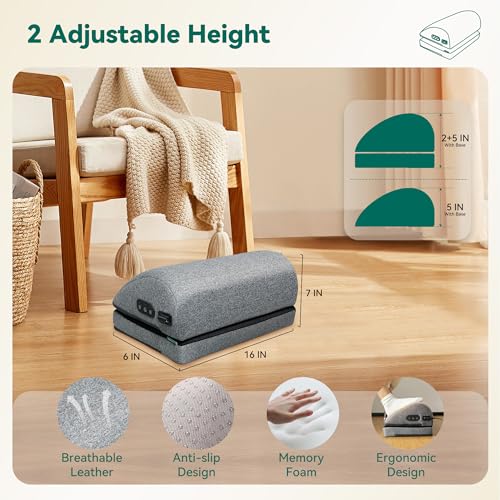 Snailax Heated Foot Rest Under Desk at Work, Ergonomic Footrest with Vibrating Massage and Adjustable Height, Foot Warmer, 3 Vibration Modes & 2 Heating Levels,Memory Foam,Office Home Gaming - Image 5