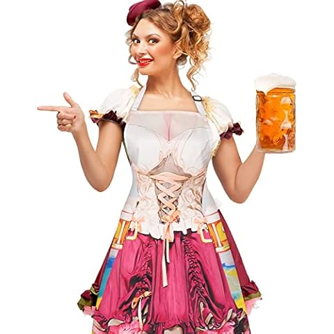 ASPMIZ Oktoberfest Apron with Adjustable Neck Strap, Waterproof Novelty Bavarian Apron for Kitchen Cooking Grilling BBQ Baking, Beer Festival Female Funny apron for Girls Women Mom, 27.6 x 31.5 Inch Cover