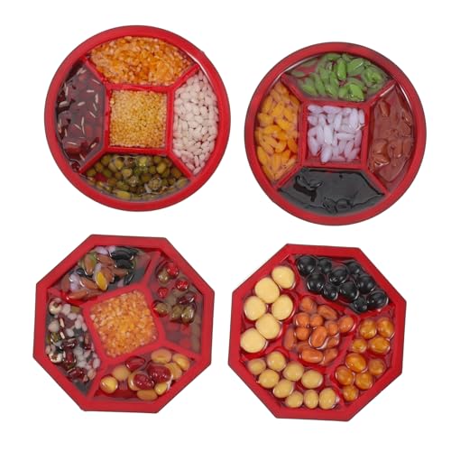 Outanaya 4個チュア食 食品模型 米豆ディスプレイ ドールハウスキッチン装飾 模型用小物 市場シーン テーブル展示用