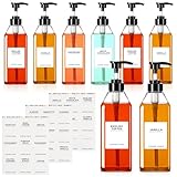 Nuogo 6 Pcs Coffee Syrup Dispenser Set 300ml, 500ml, 750ml Black Syrup Bottles with Pump Dispenser 27 Labels Kitchen Accessories(16.9 oz)