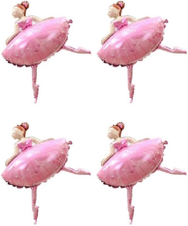4pcs Ballet Dancing Girl Foil Balloon Aluminum Foil Mylar Helium Party Balloon for Baby Shower Christening Decor - Pink