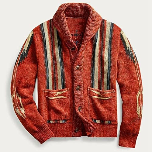 Mens Shawl Collar Cardigan Sweater Vintage Graphic Cardigan Rib Knit Casual Button Down Fall Winter Sweaters2
