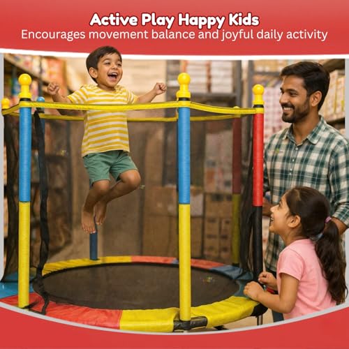 Image of Toy Imagine 55 Inch Trampoline for Kids with Safety Net | Indoor & Outdoor | Powerful Loading Capacity | Stainless Steel Frame & Legs